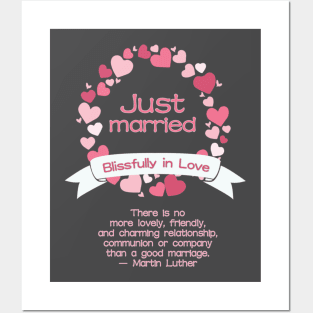 Just Married with Love Quote Posters and Art